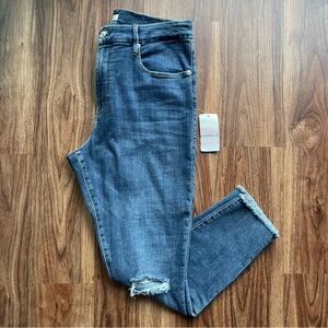 GOOD AMERICAN Good Legs Crop Knee-Rip Frayed Hem Jeans Womens Size 15/33